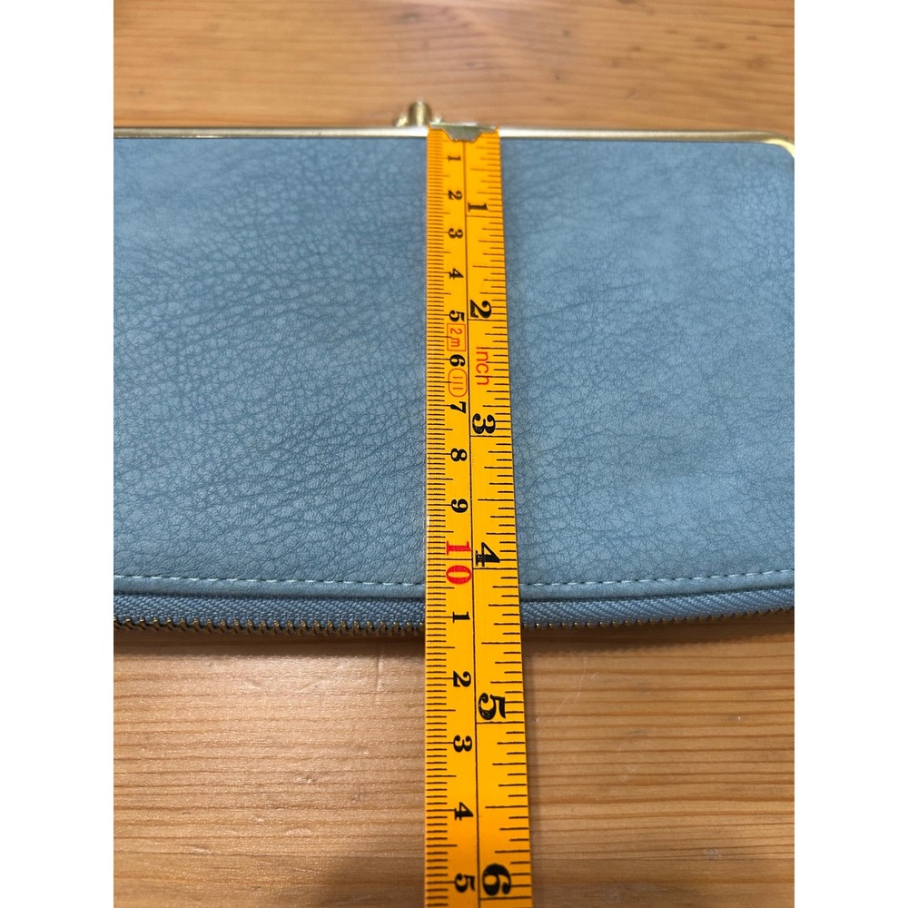 Urban Expressions Blue Vegan Leather Kiss Lock Floral Lined Clutch Wallet Pouch - Picture 8 of 8